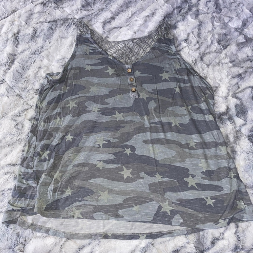 Maurices Crochet Camo Tank with Stars